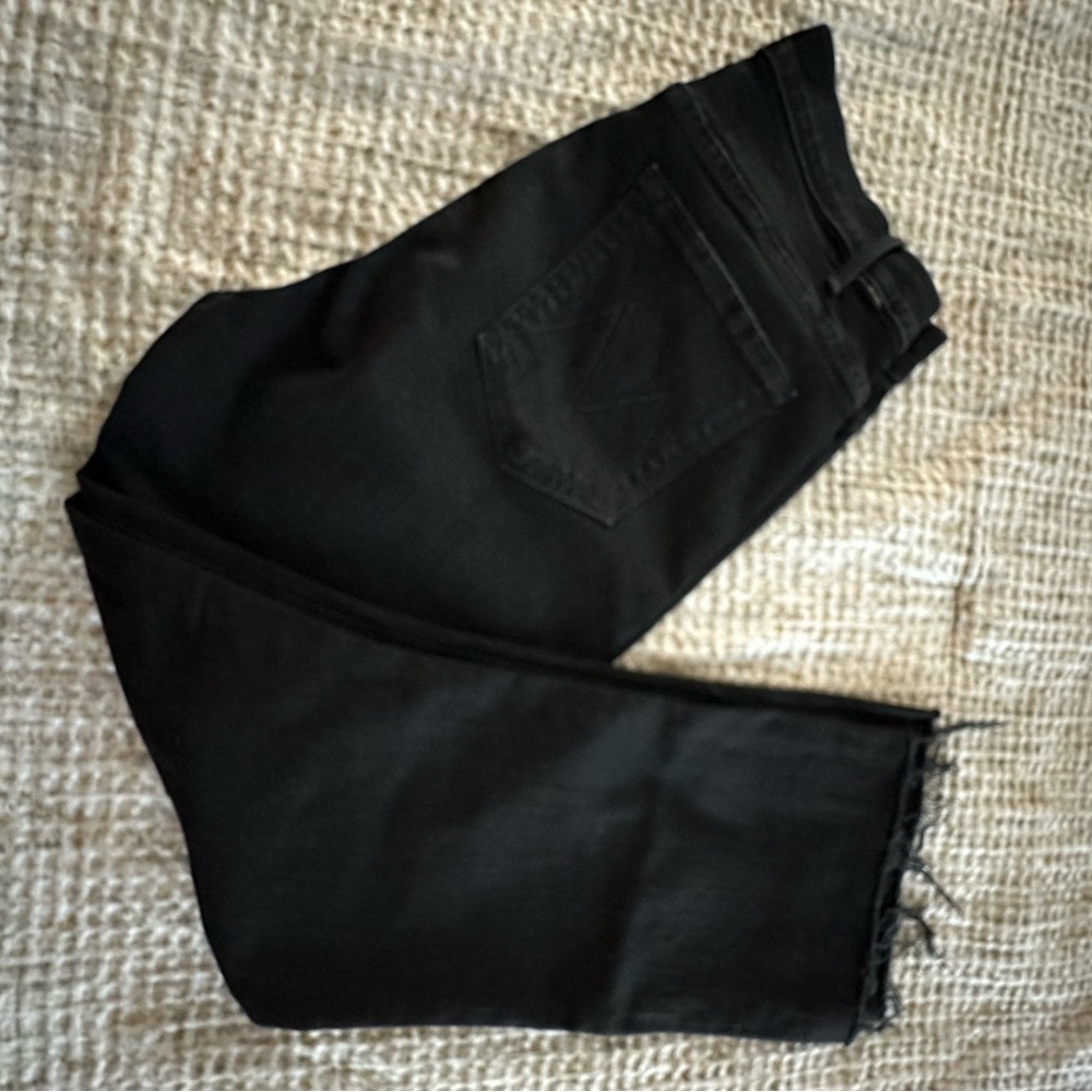 Mother black denim Hustler cropped flare